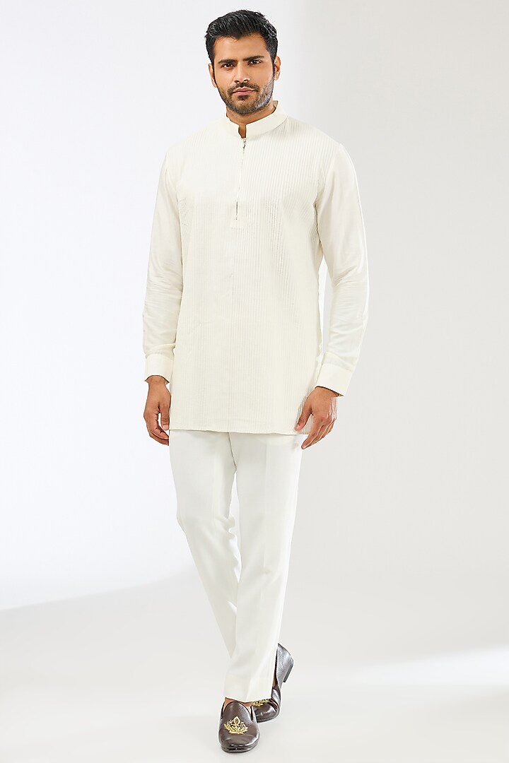 Mauve Silk Embroidered Groom Indowestern Set by AMIT ARORA at Pernia's Pop Up Shop