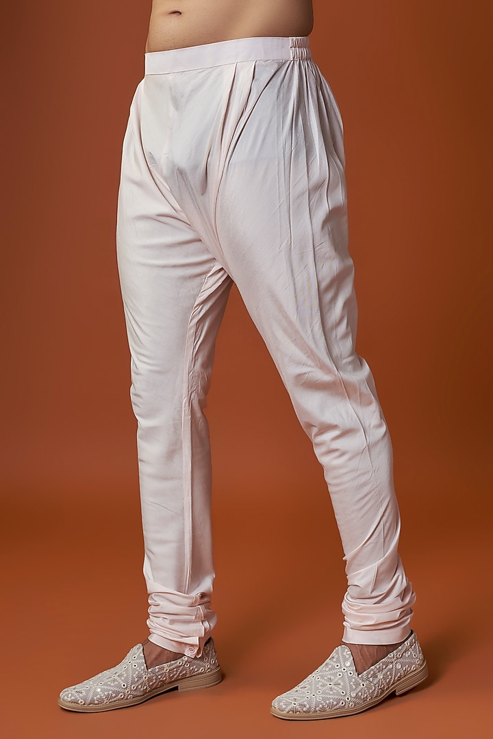 Blush Pink Raw Silk Hand Embroidered Groom Sherwani Set by AMIT ARORA at Pernia's Pop Up Shop
