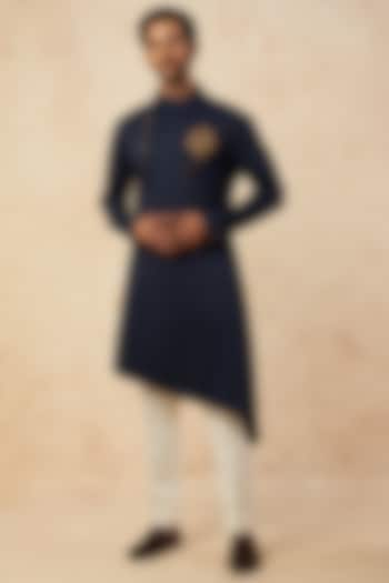 Navy Blue Embroidered Kurta by AMIT ARORA