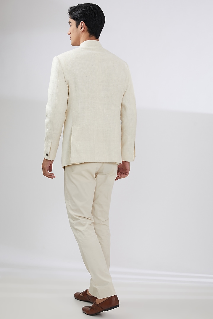 Ivory Silk & Crochet Wedding Indowestern Set by AMIT ARORA at Pernia's Pop Up Shop