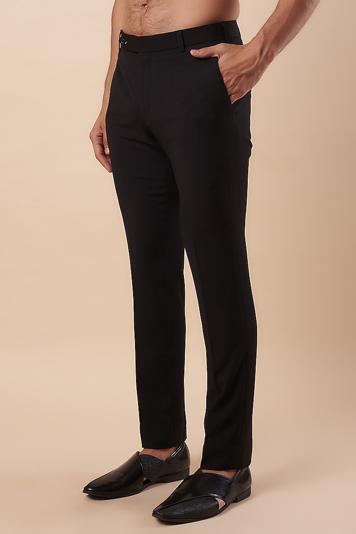 Black Cotton Lycra Wedding Bandhgala Set by AMIT ARORA at Pernia's Pop Up Shop