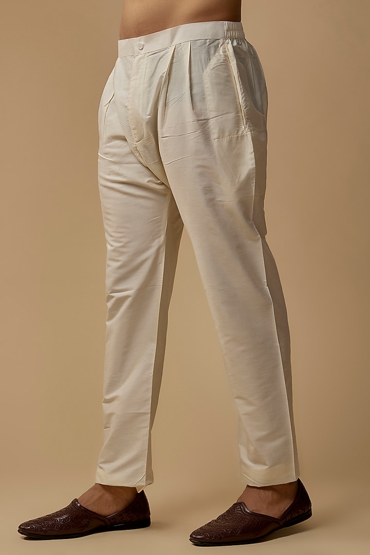 Ivory Linen Silk Bundi Jacket Set by AMIT ARORA at Pernia's Pop Up Shop