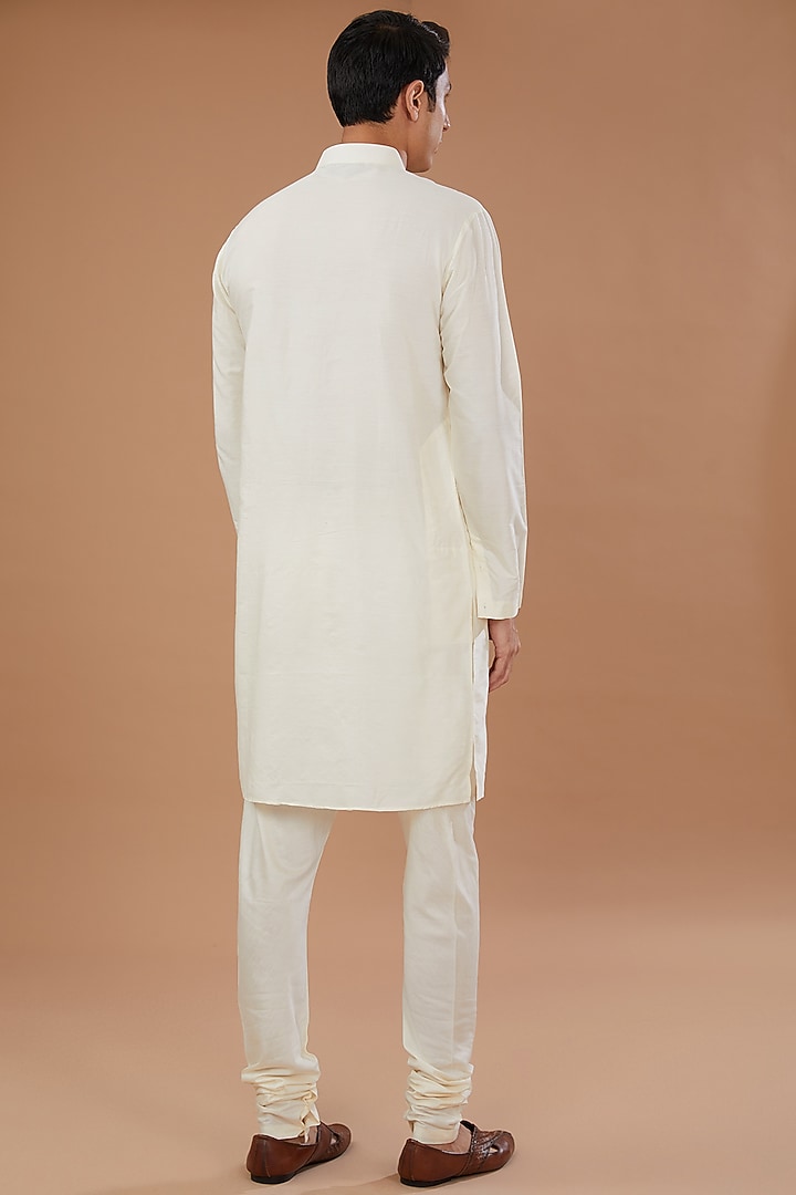 Ivory Raw Silk Sequins Embroidered Groom Sherwani Set by AMIT ARORA at Pernia's Pop Up Shop