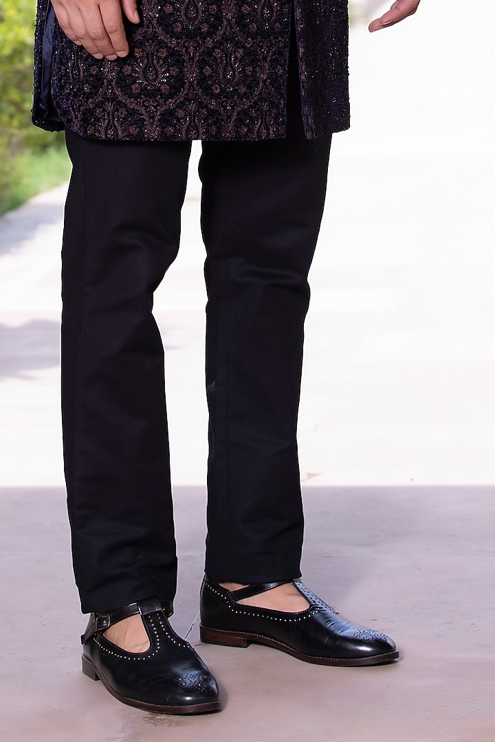 Brown Cotton Velvet Hand Embroidered Groom Indowestern Set by AMIT ARORA at Pernia's Pop Up Shop