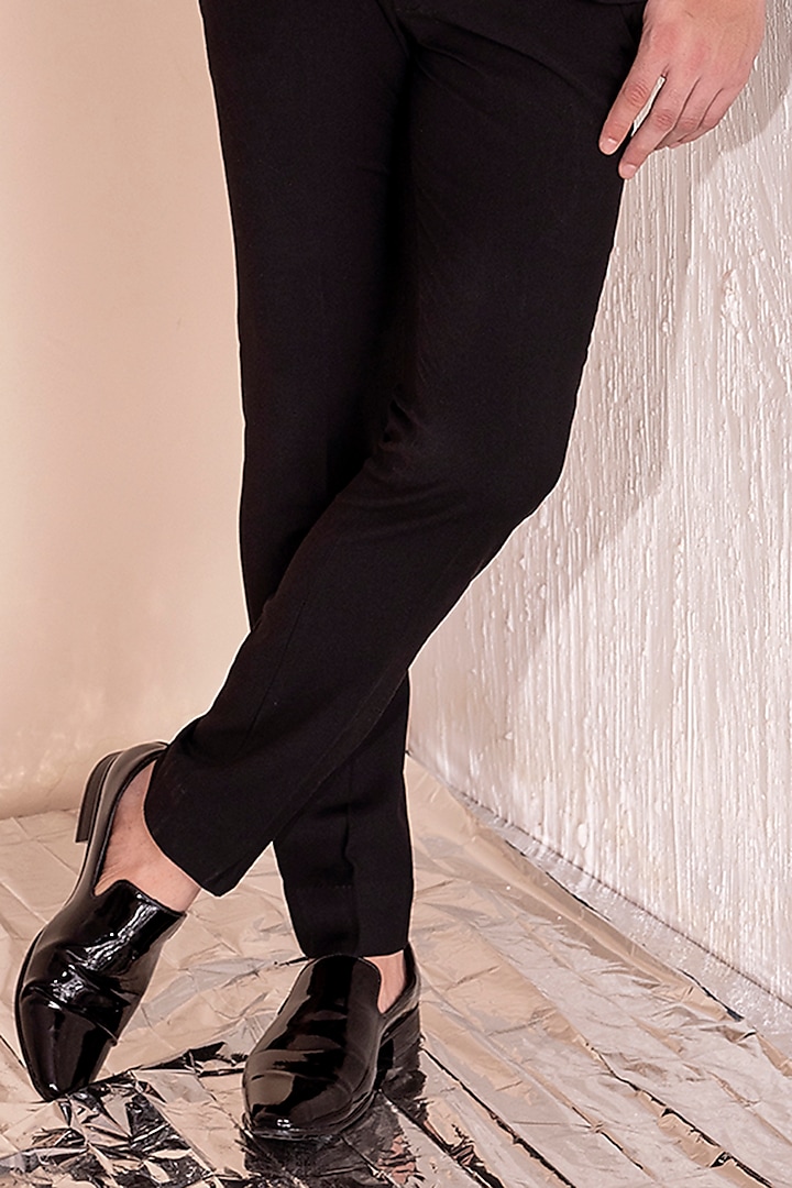Black Knit Hand Embroidered Blazer Set by AMIT ARORA at Pernia's Pop Up Shop