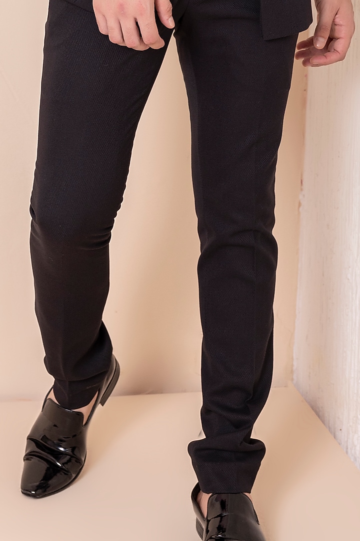 Black Twill Knit Hand Embroidered Jodhpuri Set by AMIT ARORA at Pernia's Pop Up Shop