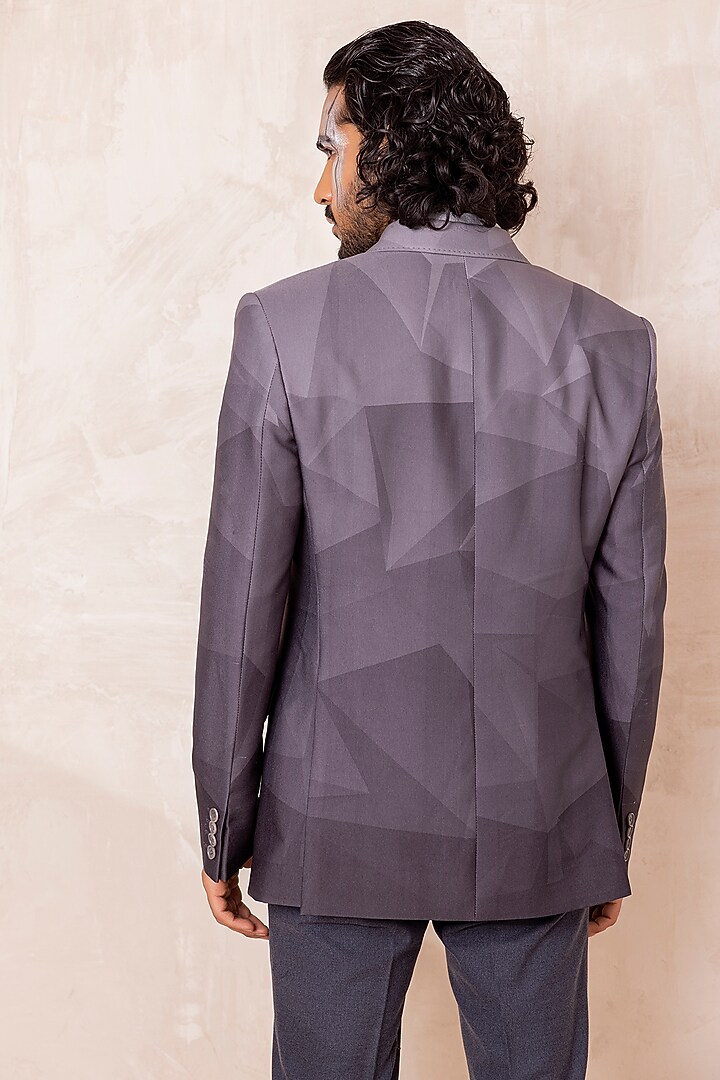 Grey Banana Crepe Printed Blazer by AMIT ARORA at Pernia's Pop Up Shop