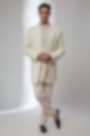 Lemon Yellow Silk Wedding Indowestern Set by AMIT ARORA at Pernia's Pop Up Shop
