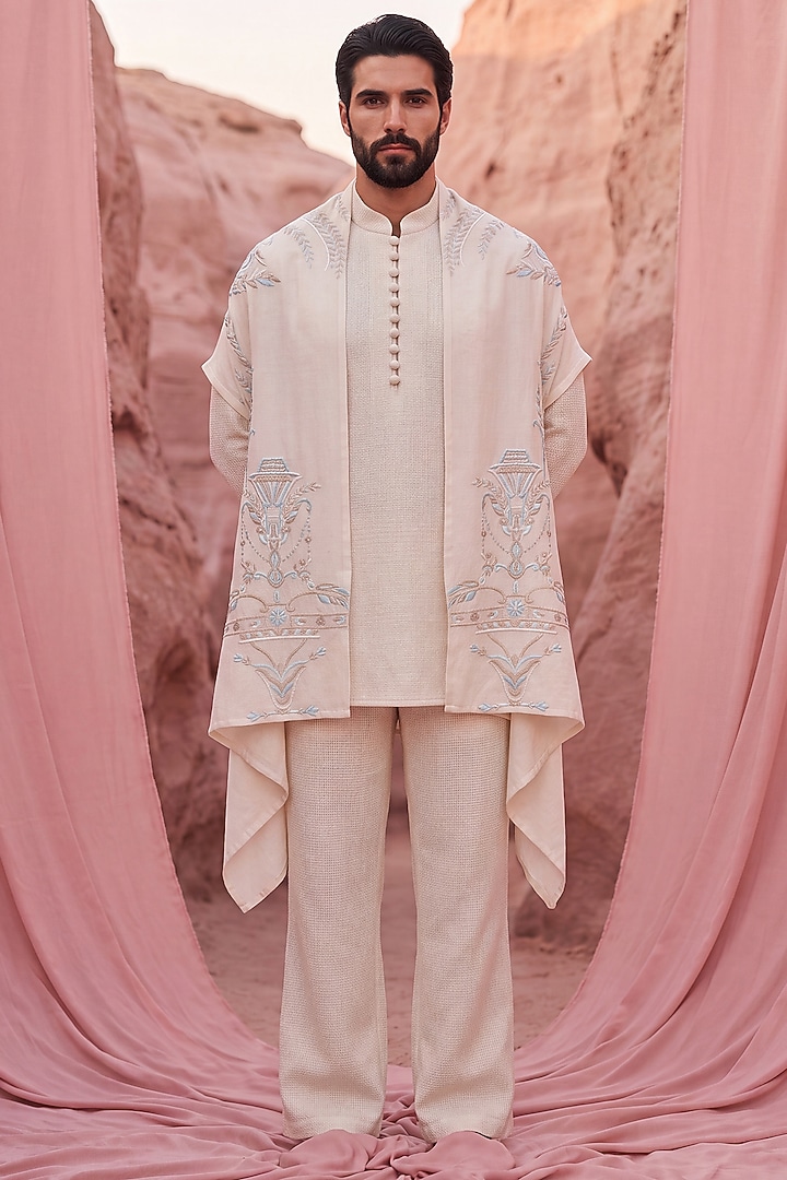Ivory Knit Kurta Set by AMIT ARORA at Pernia's Pop Up Shop