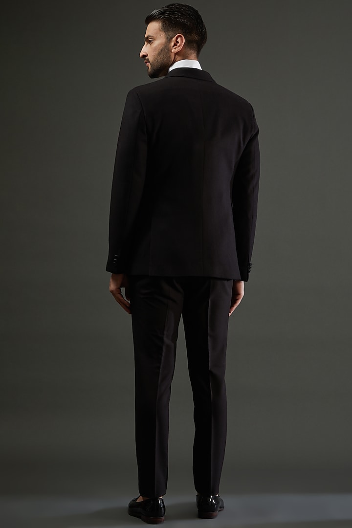 Black Knit Embellished Tuxedo Set by AMIT ARORA at Pernia's Pop Up Shop