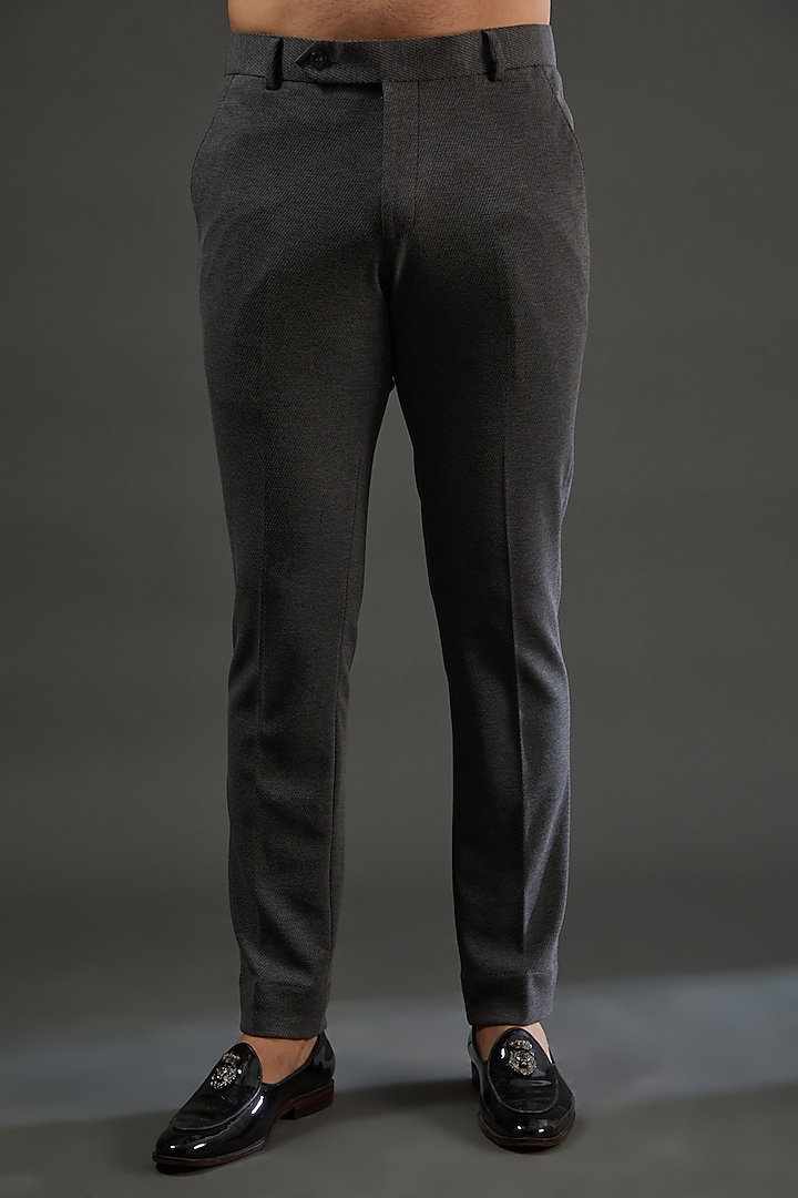 Grey Knit Metal Embellished A-Line Blazer Set by AMIT ARORA at Pernia's Pop Up Shop