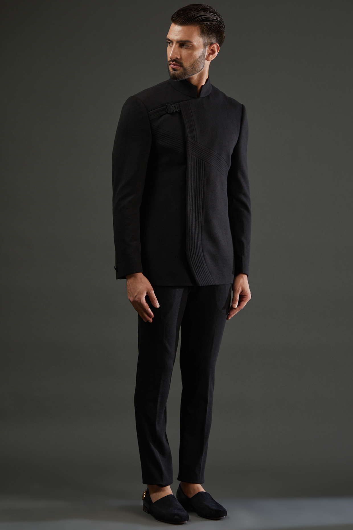 Black Knit Blazer Set by AMIT ARORA at Pernia's Pop Up Shop