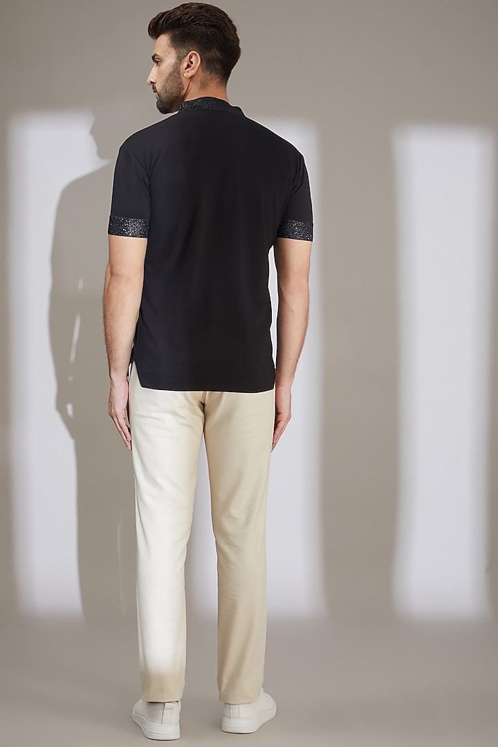Black Knit T-Shirt by AMIT ARORA at Pernia's Pop Up Shop