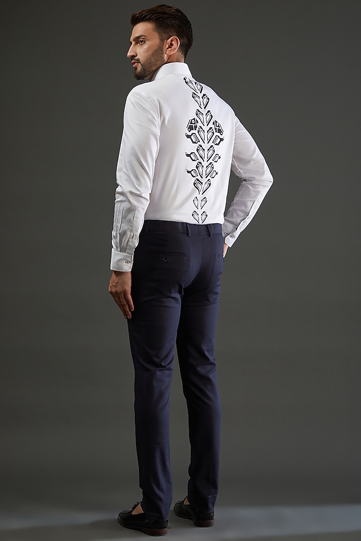 Black Cotton Straight Pants by AMIT ARORA at Pernia's Pop Up Shop