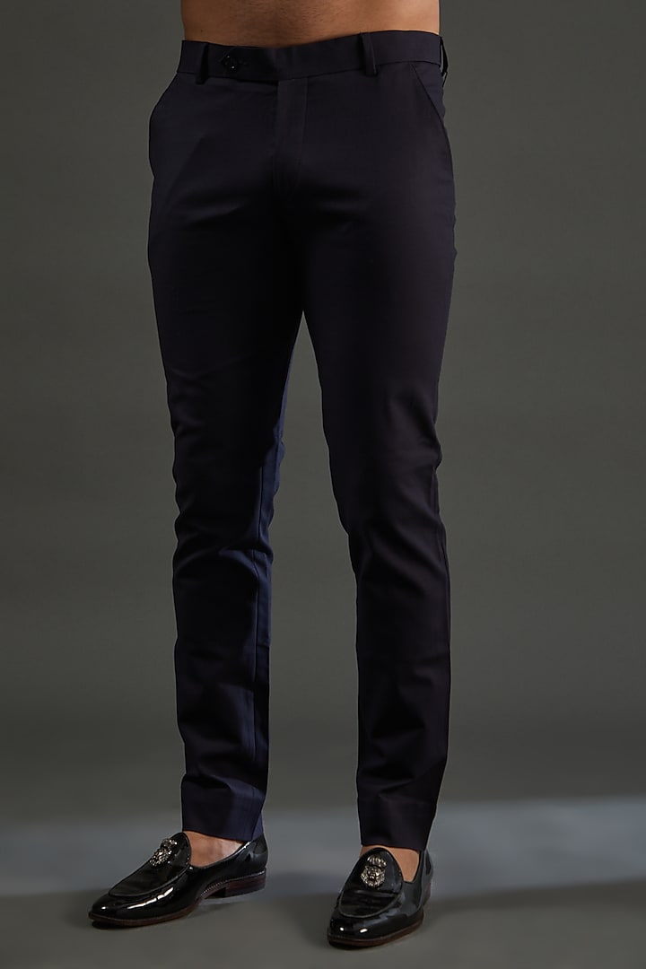 Black Cotton Straight Pants by AMIT ARORA at Pernia's Pop Up Shop