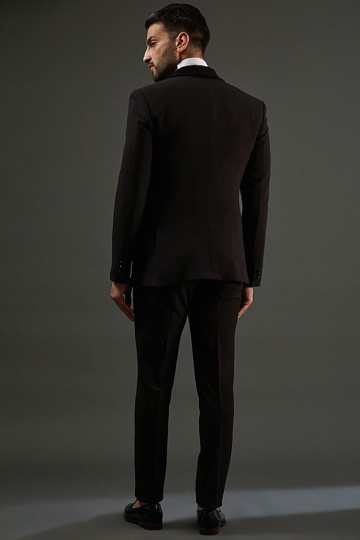 Black Knit Tuxedo Set by AMIT ARORA at Pernia's Pop Up Shop