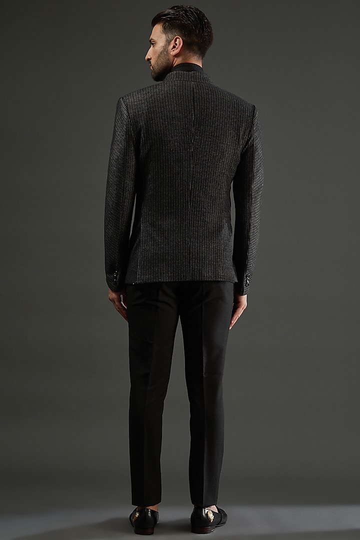 Black Viscose Wool Blazer Set by AMIT ARORA at Pernia's Pop Up Shop