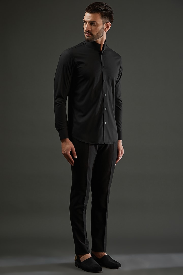 Black Viscose Wool Blazer Set by AMIT ARORA at Pernia's Pop Up Shop