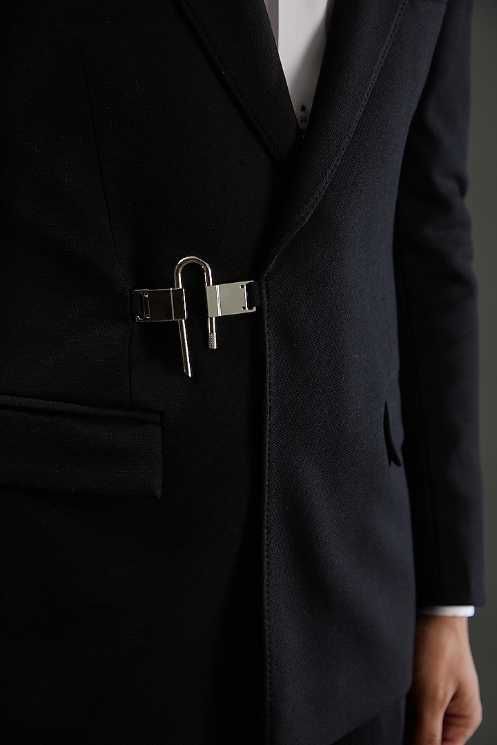Black Knit Blazer by AMIT ARORA at Pernia's Pop Up Shop