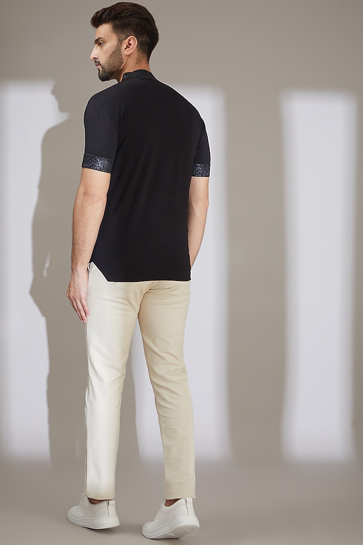 Beige Cotton Straight Pants by AMIT ARORA at Pernia's Pop Up Shop