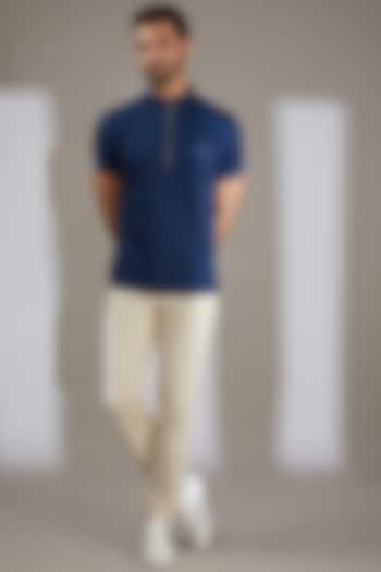 Royal Blue Knit T-Shirt by AMIT ARORA at Pernia's Pop Up Shop