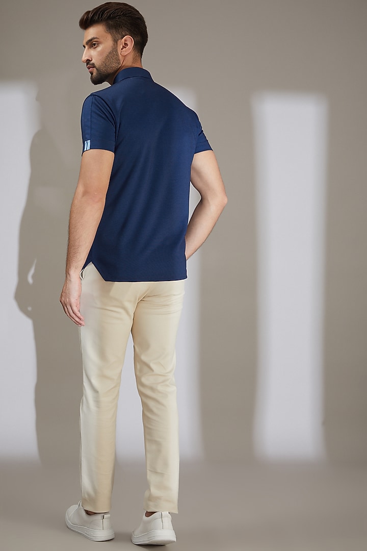 Royal Blue Knit T-Shirt by AMIT ARORA at Pernia's Pop Up Shop
