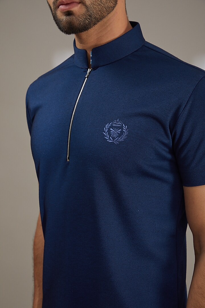 Royal Blue Knit T-Shirt by AMIT ARORA at Pernia's Pop Up Shop