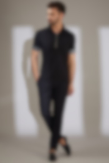 Black Knit T-Shirt by AMIT ARORA at Pernia's Pop Up Shop