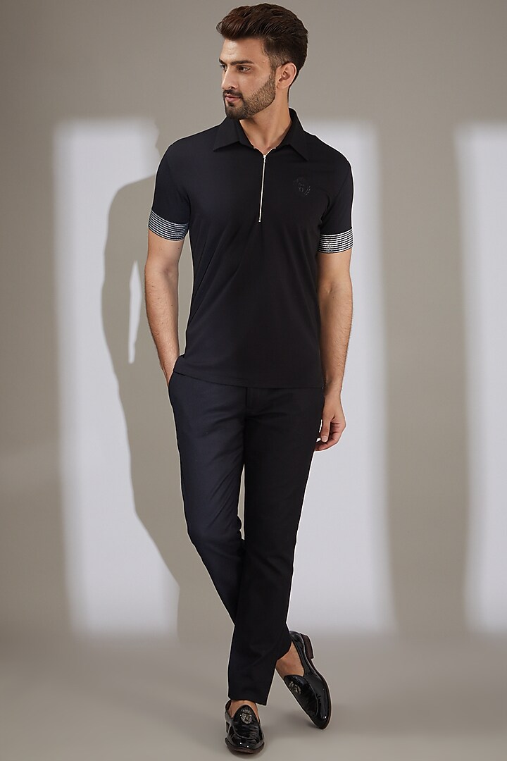 Black Knit T-Shirt by AMIT ARORA at Pernia's Pop Up Shop