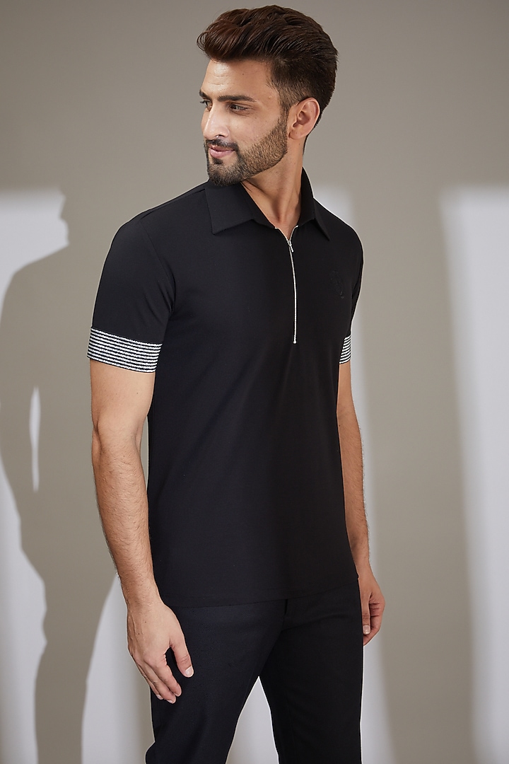 Black Knit T-Shirt by AMIT ARORA at Pernia's Pop Up Shop