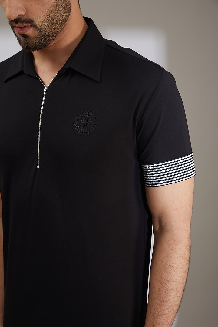 Black Knit T-Shirt by AMIT ARORA at Pernia's Pop Up Shop