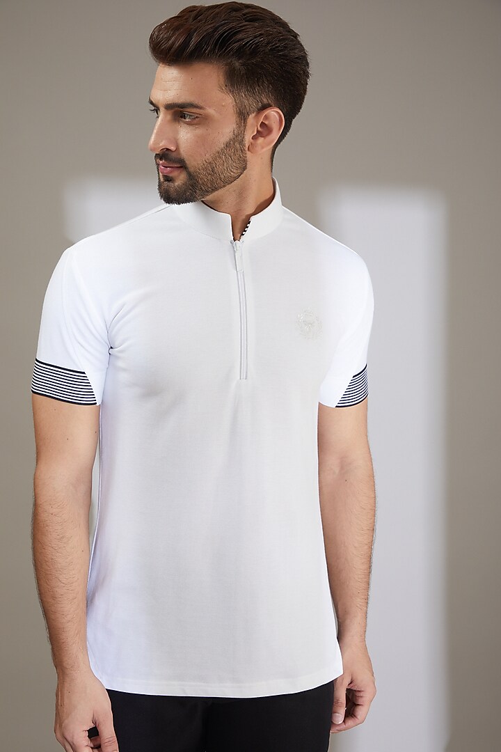 White T-Shirt in Knit by AMIT ARORA at Pernia's Pop Up Shop