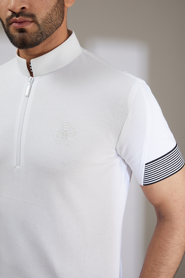 White T-Shirt in Knit by AMIT ARORA at Pernia's Pop Up Shop