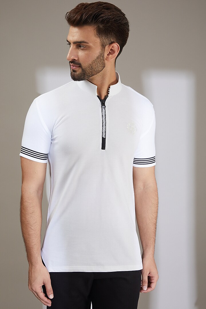White Knit T-Shirt by AMIT ARORA at Pernia's Pop Up Shop