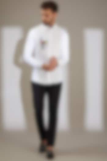 White Skull Motif Printed Party Wear Shirt by AMIT ARORA at Pernia's Pop Up Shop