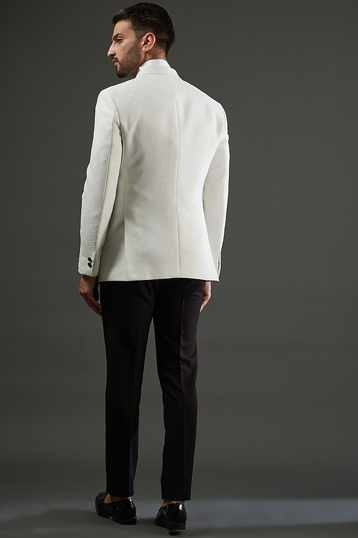White Jacquard Tuxedo Set by AMIT ARORA at Pernia's Pop Up Shop