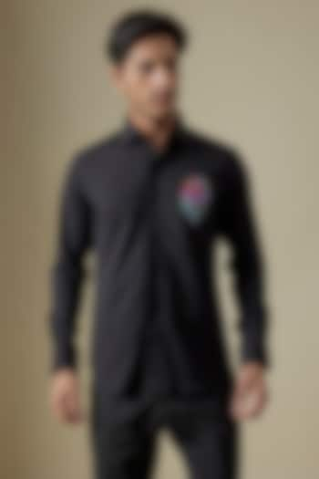 Black Acetate Motif Embroidered Shirt by AMIT ARORA