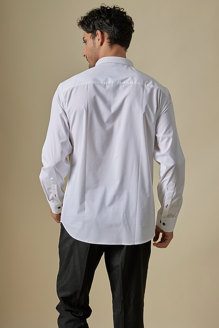 White Acetate Motif Embroidered Shirt by AMIT ARORA at Pernia's Pop Up Shop
