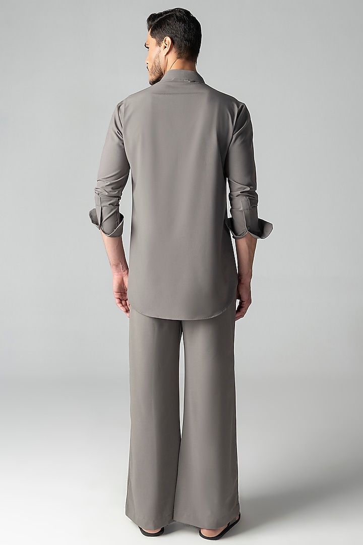 Mouse-Colored Crepe Co-Ord Set by AMIT ARORA at Pernia's Pop Up Shop