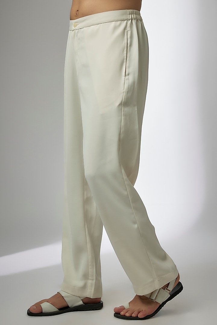 Ivory Poly Knit Hand Embroidered Kurta Set by AMIT ARORA at Pernia's Pop Up Shop