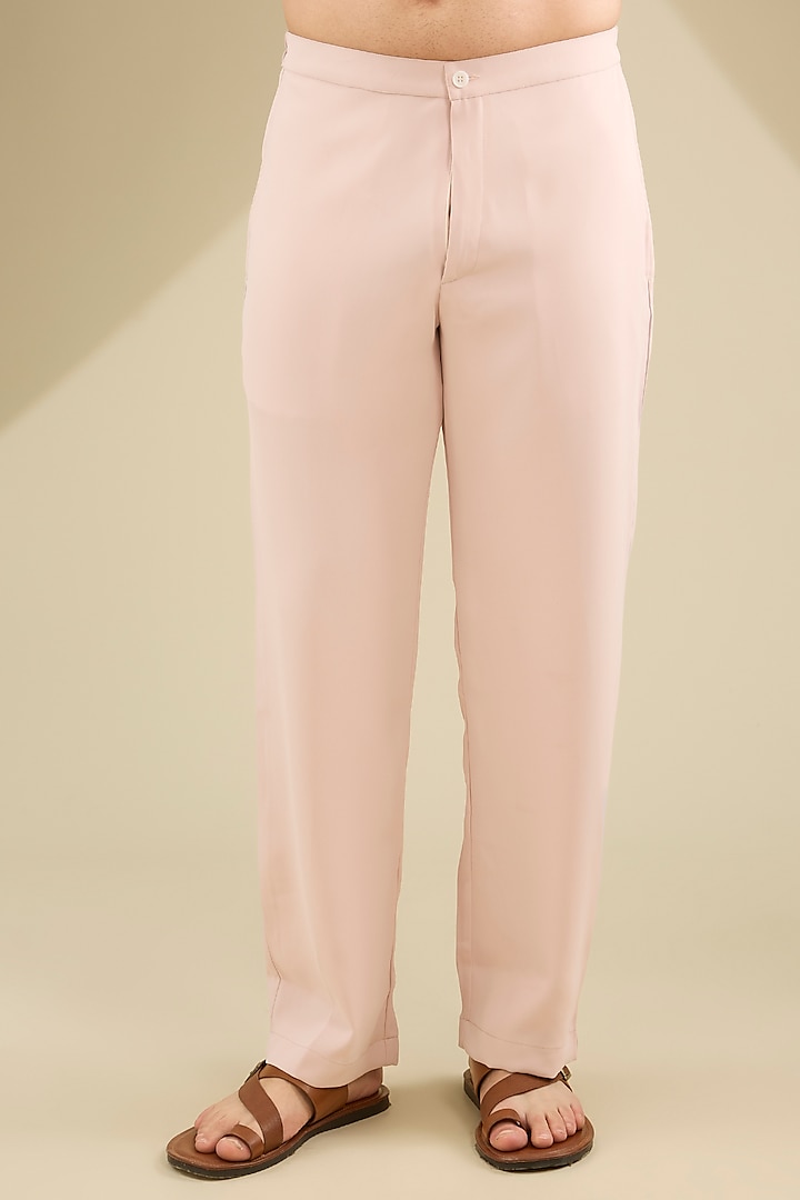 Pink Poly Knit Hand Embroidered Kurta Set by AMIT ARORA at Pernia's Pop Up Shop