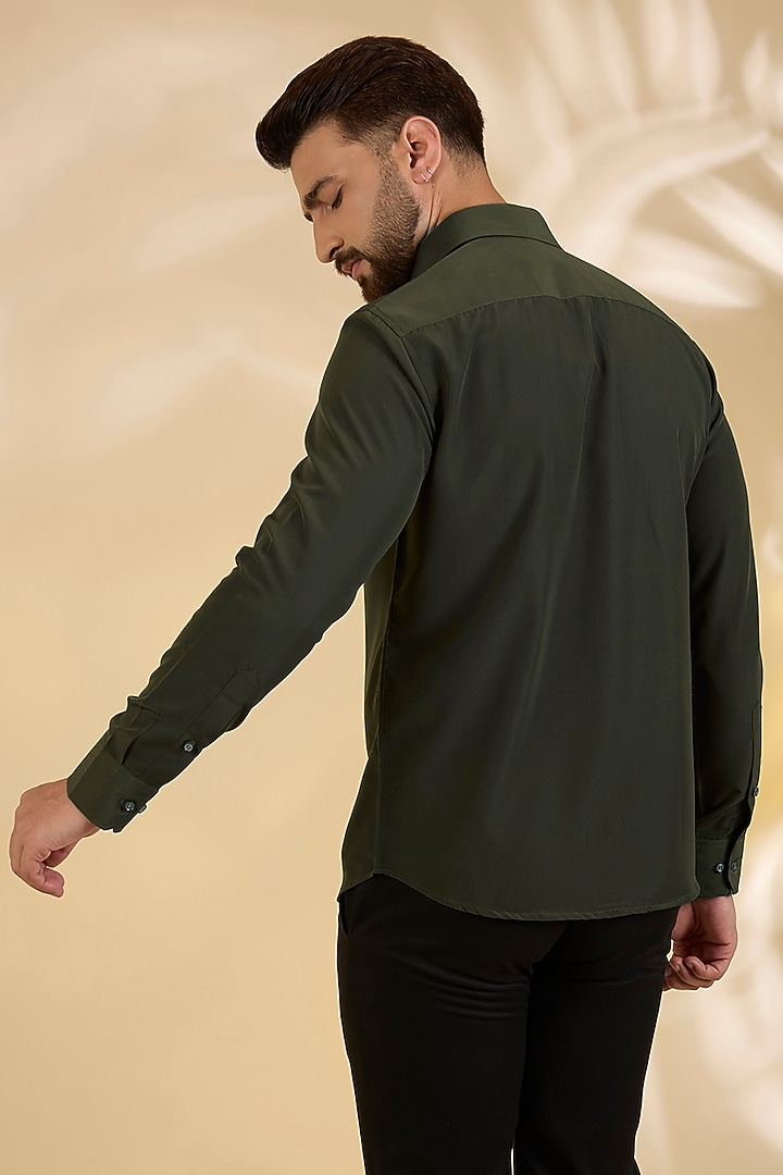 Green Polynosic Party Wear Shirt by AMIT ARORA at Pernia's Pop Up Shop
