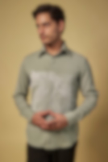 Grey Polysonic Party Wear Shirt by AMIT ARORA at Pernia's Pop Up Shop