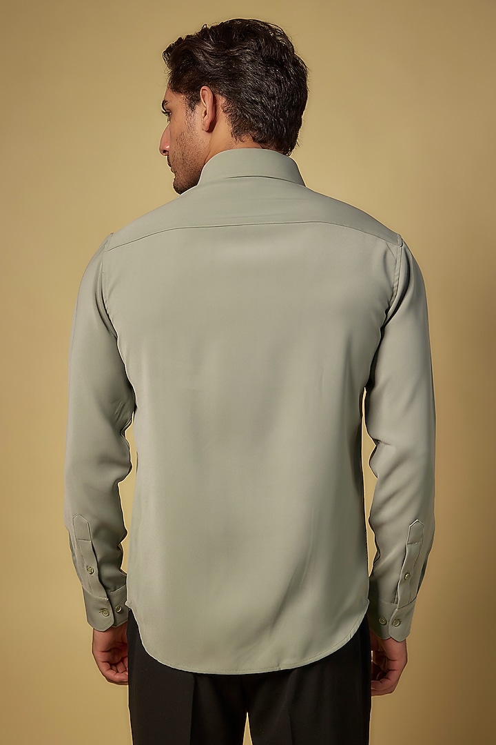 Grey Polysonic Party Wear Shirt by AMIT ARORA at Pernia's Pop Up Shop