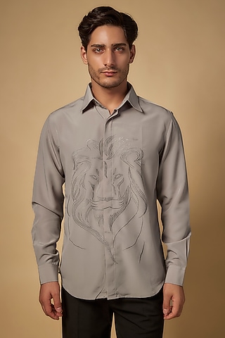 Beige Polysonic Shirt by AMIT ARORA