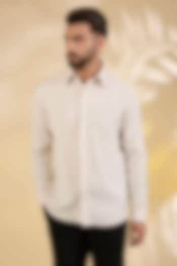 Off-White Polynosic Party Wear Shirt by AMIT ARORA at Pernia's Pop Up Shop
