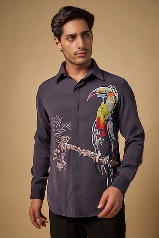 Purple Polysonic Shirt by AMIT ARORA