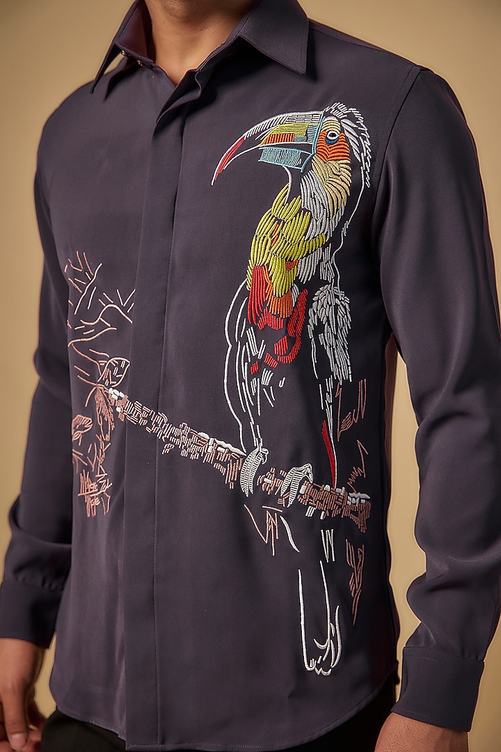 Purple Polysonic Party Wear Shirt by AMIT ARORA at Pernia's Pop Up Shop