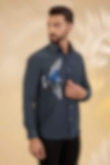 Grey Polynosic Party Wear Shirt by AMIT ARORA at Pernia's Pop Up Shop