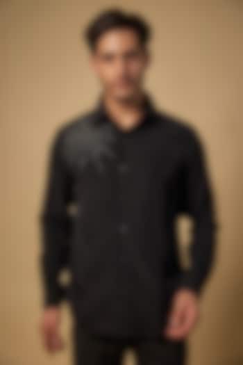 Black Polysonic Party Wear Shirt by AMIT ARORA at Pernia's Pop Up Shop